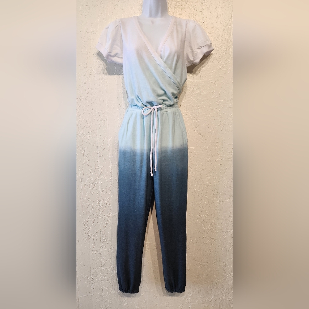 CHASER Cozy Knit Short Sleeve Surplice (Wrap) Jogger Jumpsuit NWT Sz Small